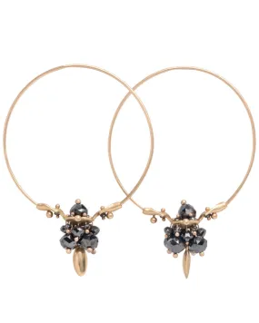 Black Diamond Cluster Hoop Earrings