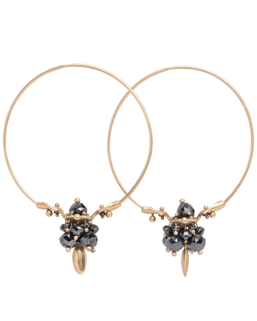 Black Diamond Cluster Hoop Earrings