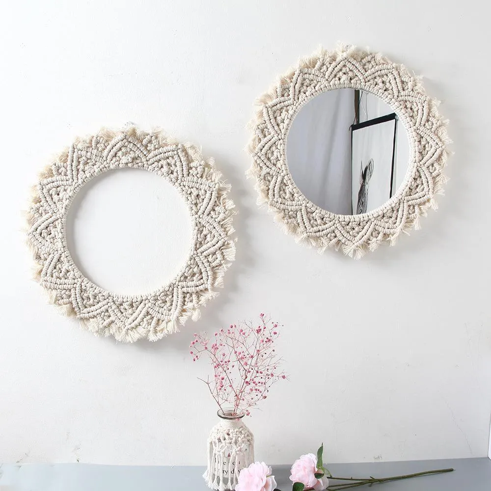 Bohemian Style Macrame Round Mirror