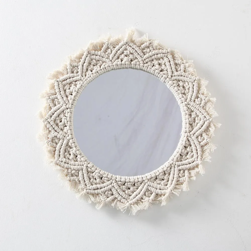 Bohemian Style Macrame Round Mirror