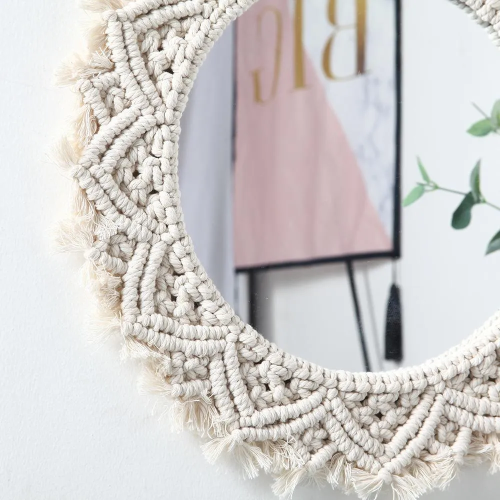 Bohemian Style Macrame Round Mirror