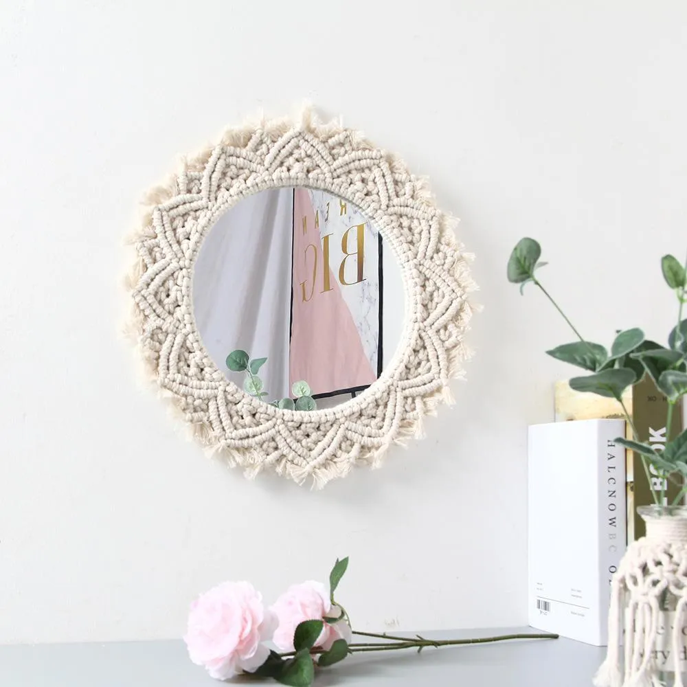 Bohemian Style Macrame Round Mirror