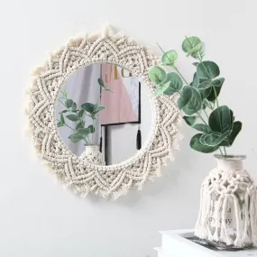 Bohemian Style Macrame Round Mirror