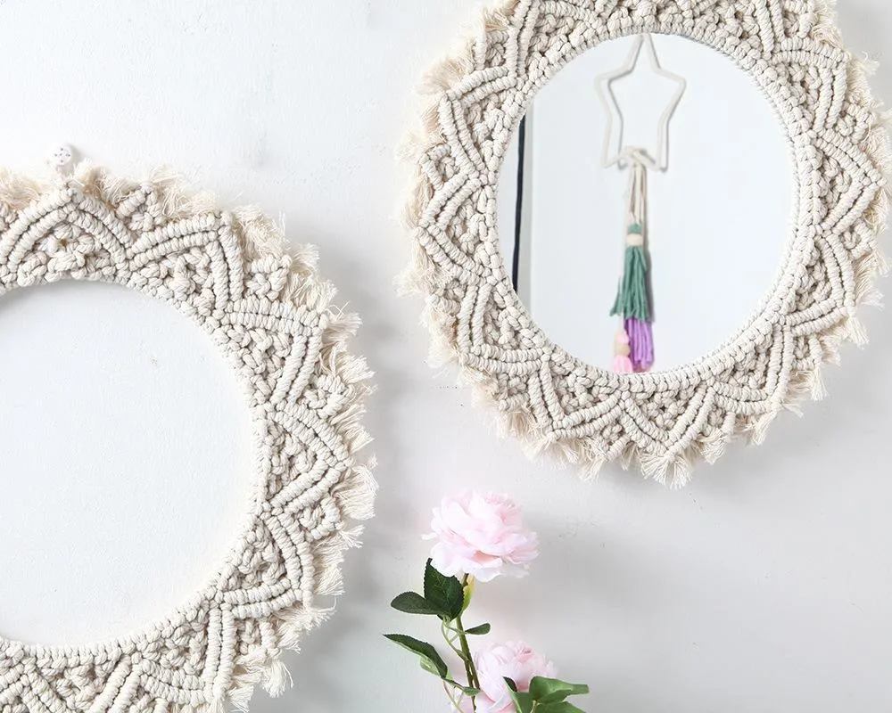 Bohemian Style Macrame Round Mirror