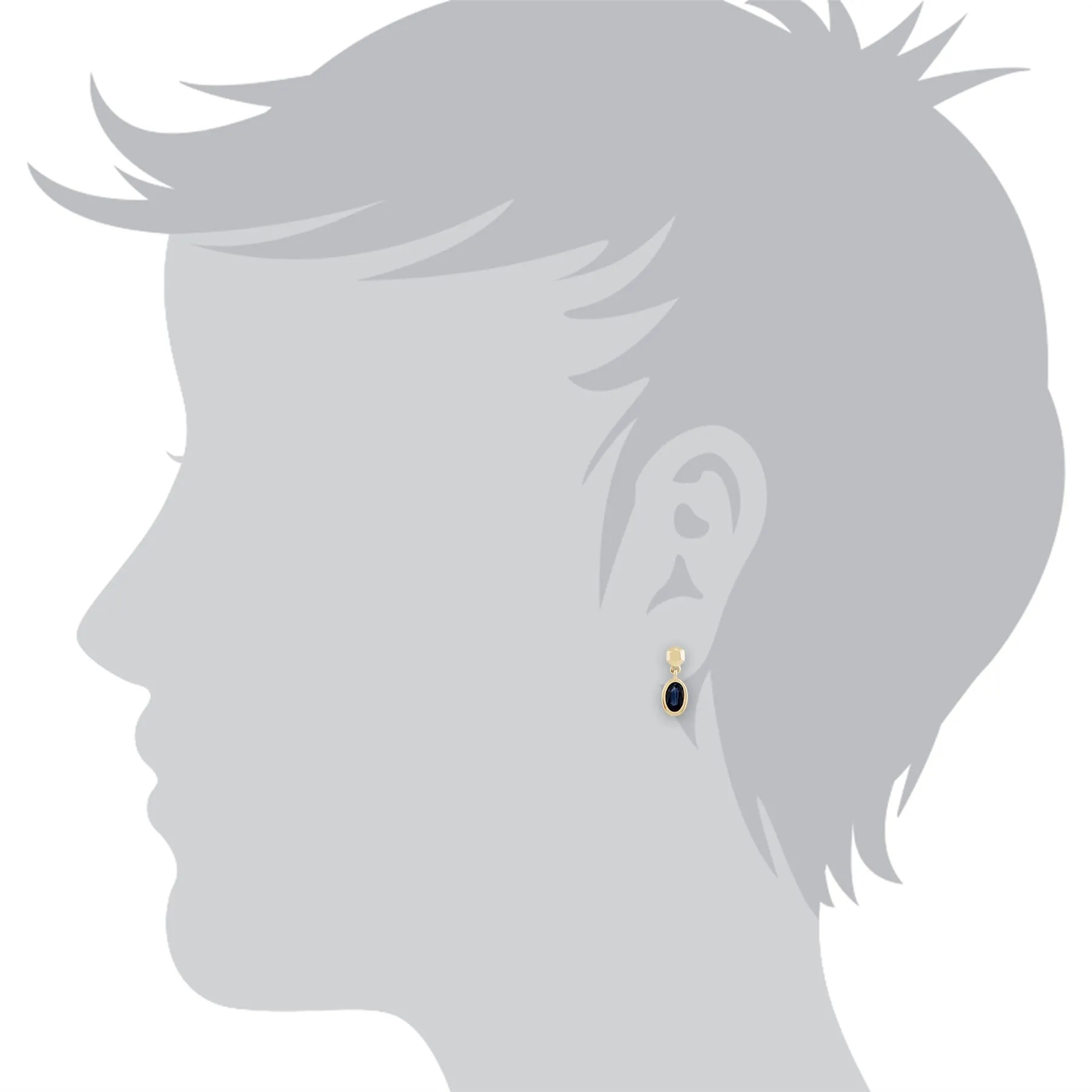 Boucles d'Oreilles Classique Pendantes Or jaune 375 Saphir Serti Clos