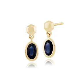 Boucles d'Oreilles Classique Pendantes Or jaune 375 Saphir Serti Clos