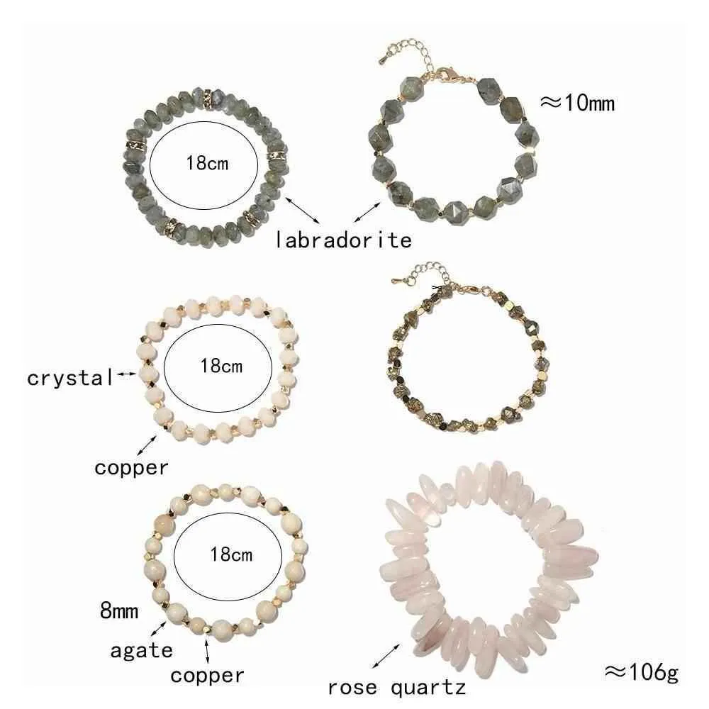 Bracelet Charm Jewelry Set Natural Stone Shell Crystal Golden Leaf Druzy Bangle