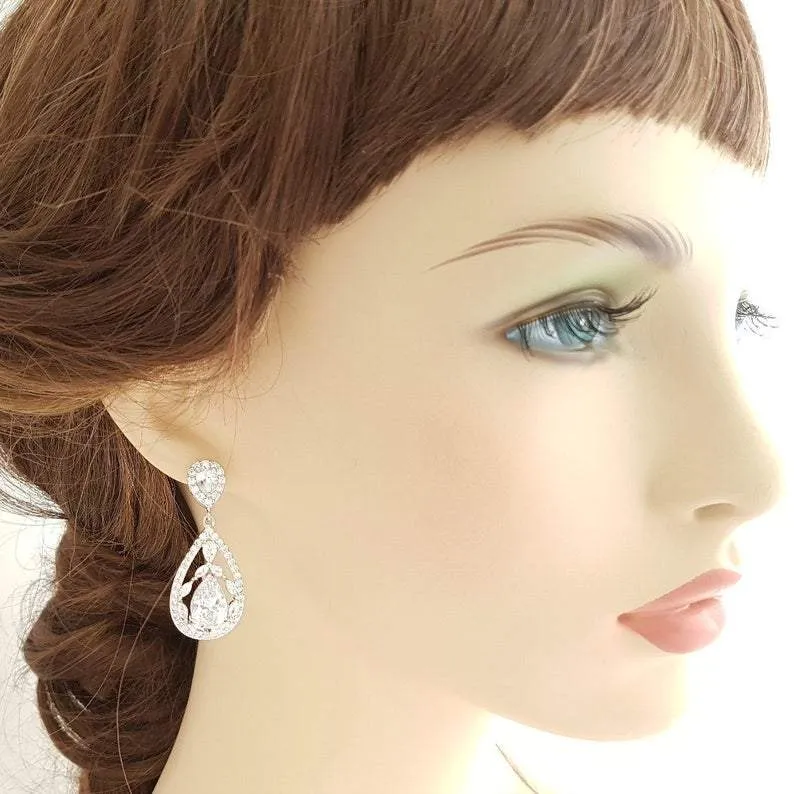 Bridal Drop Earrings-Esther