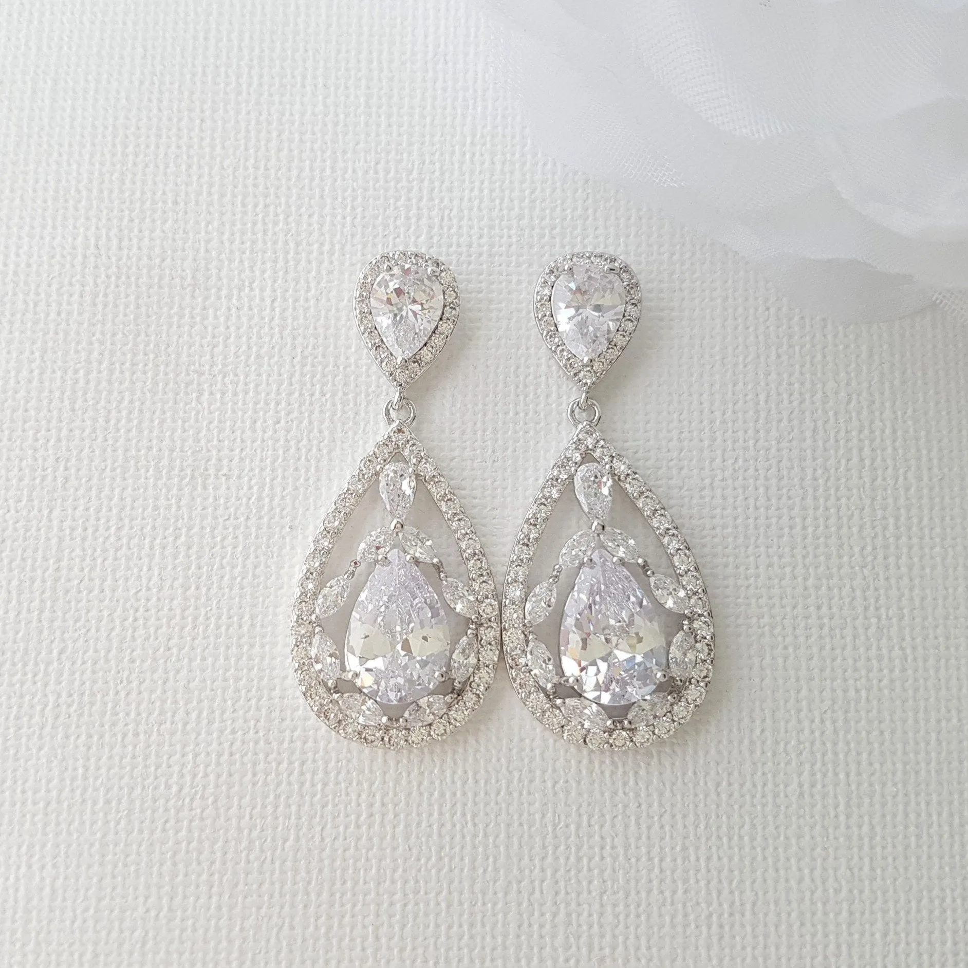 Bridal Drop Earrings-Esther