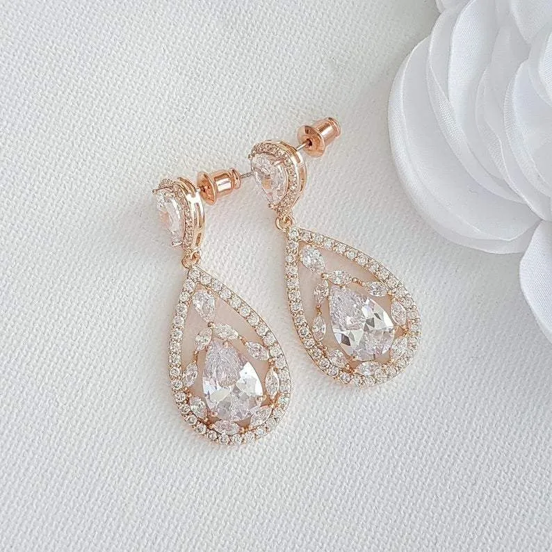 Bridal Drop Earrings-Esther