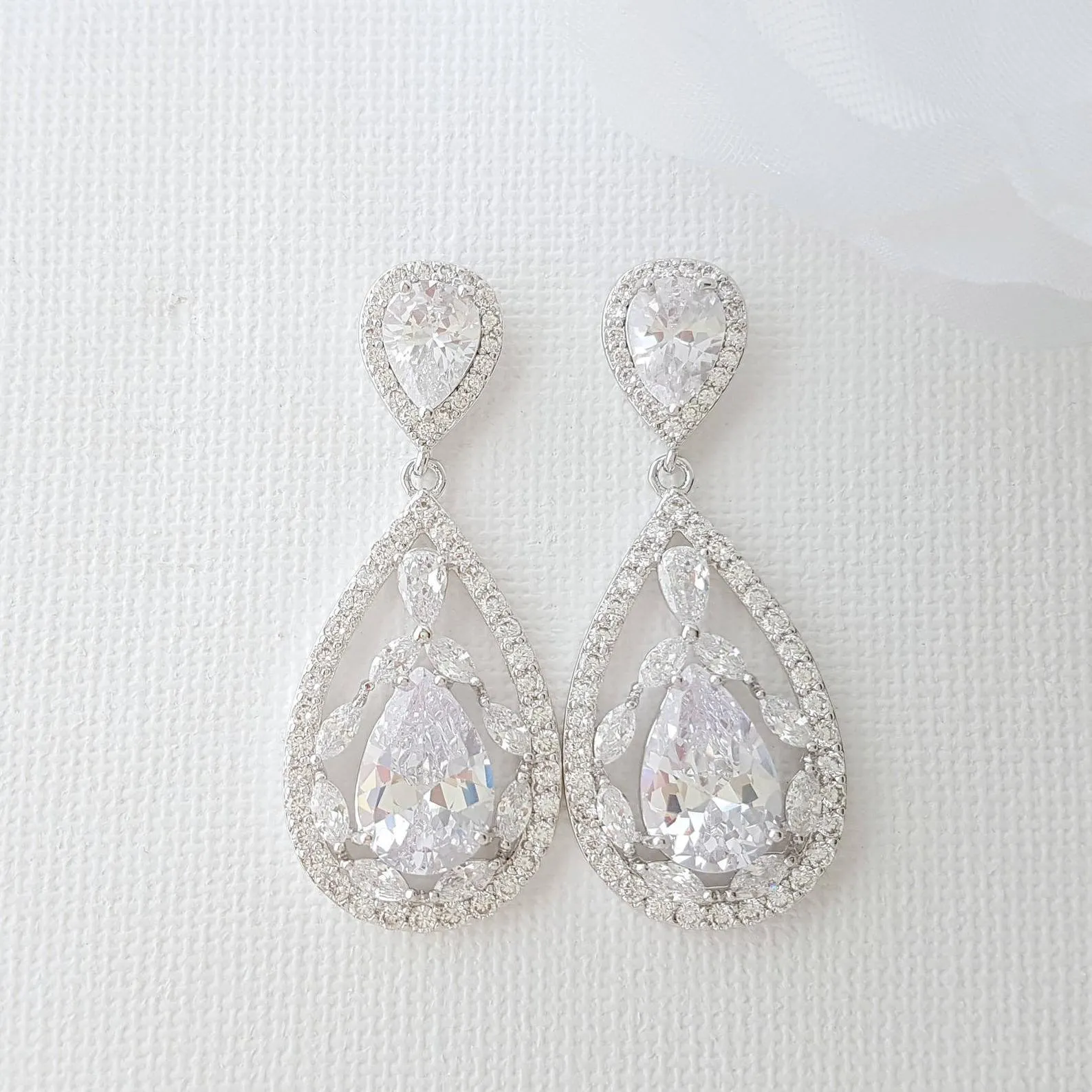 Bridal Drop Earrings-Esther
