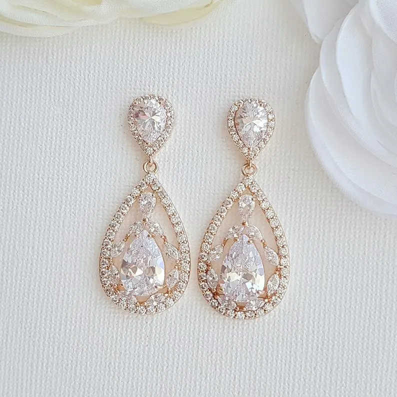 Bridal Drop Earrings-Esther