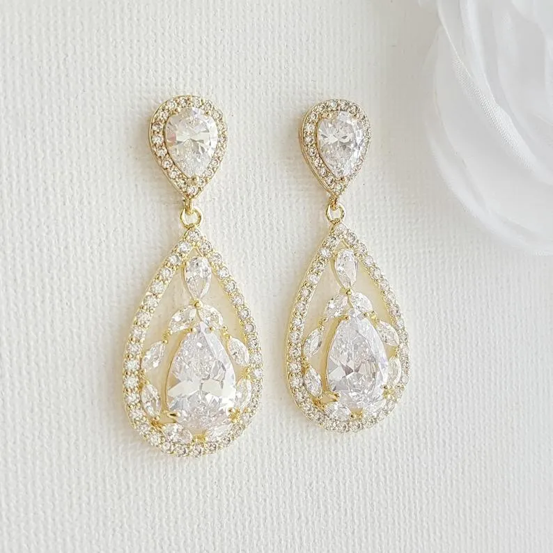 Bridal Drop Earrings-Esther