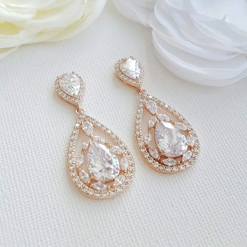Bridal Drop Earrings-Esther