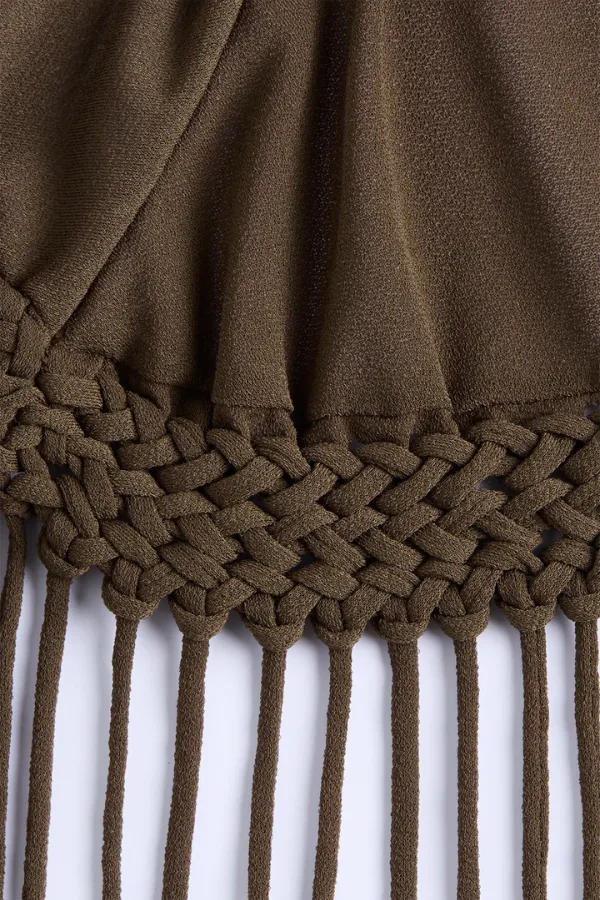 Brita Fringe Dress Chocolate Brown