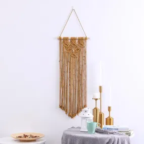 Brown Leaf Design Wall Hanging Macrame with Tassels