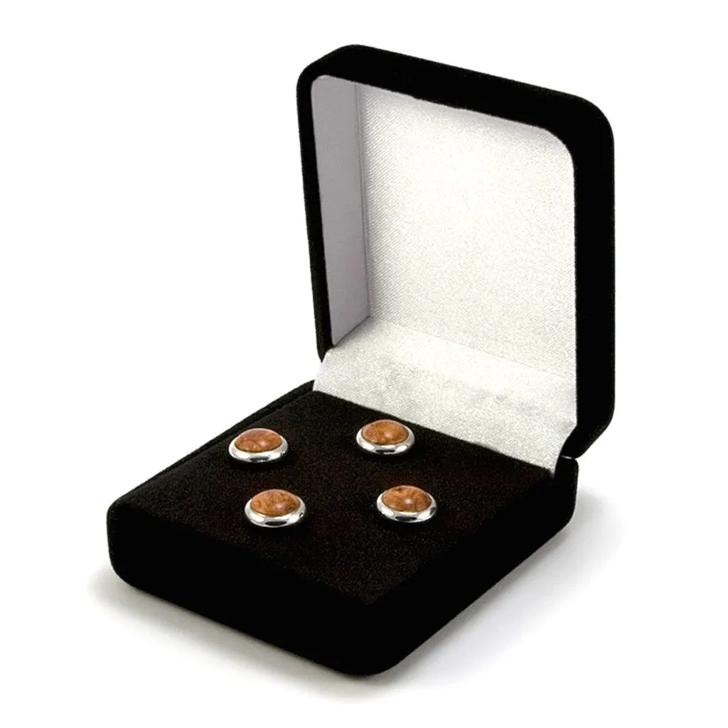 Carbon Fiber Silver Tuxedo Shirt Stud Set