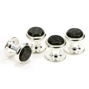 Carbon Fiber Silver Tuxedo Shirt Stud Set