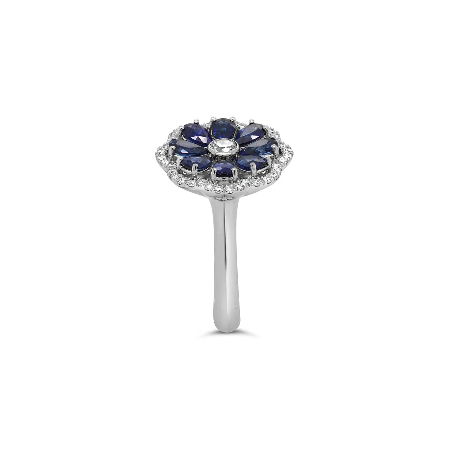 Ceylonese Royal Blue Sapphire & Diamond Dress Ring