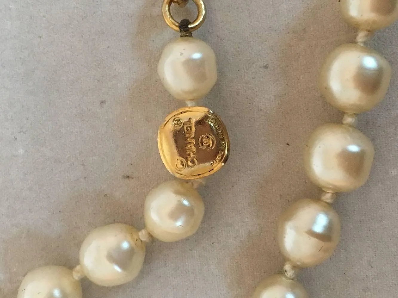 CHANEL Vintage Pearl and Crystal Beaded Necklace