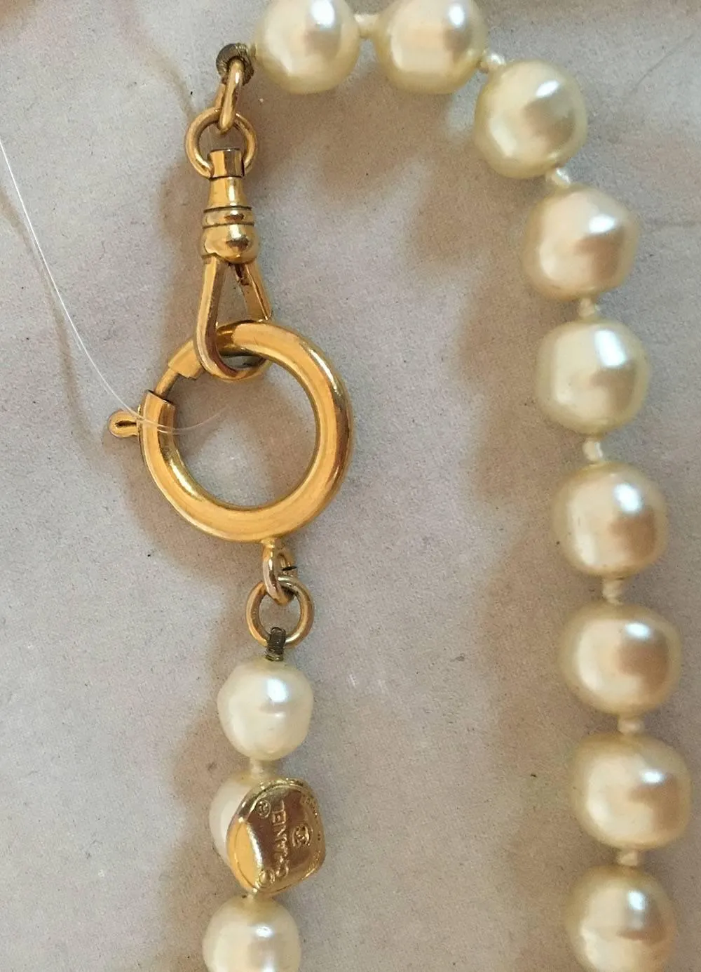 CHANEL Vintage Pearl and Crystal Beaded Necklace