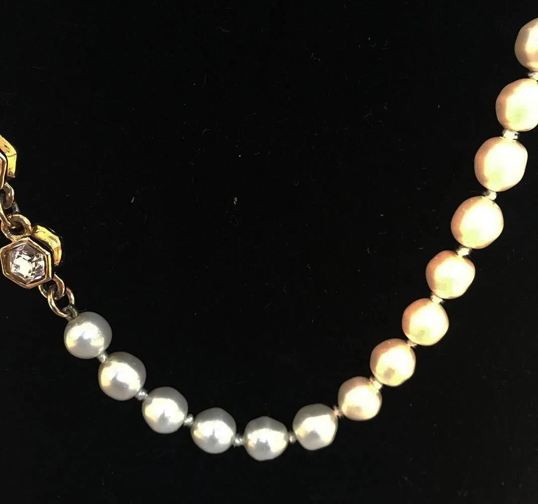 CHANEL Vintage Pearl and Crystal Beaded Necklace