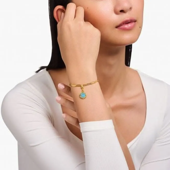 Charmista Turquoise Sterling Silver Gold Plated Enamel Coin Charm 2099-427-17