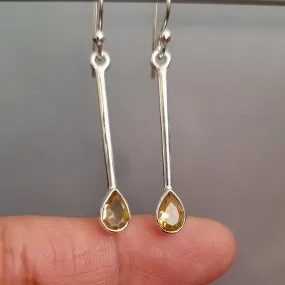 Citrine Teardrop Long 925 Silver Earrings, E15CIT