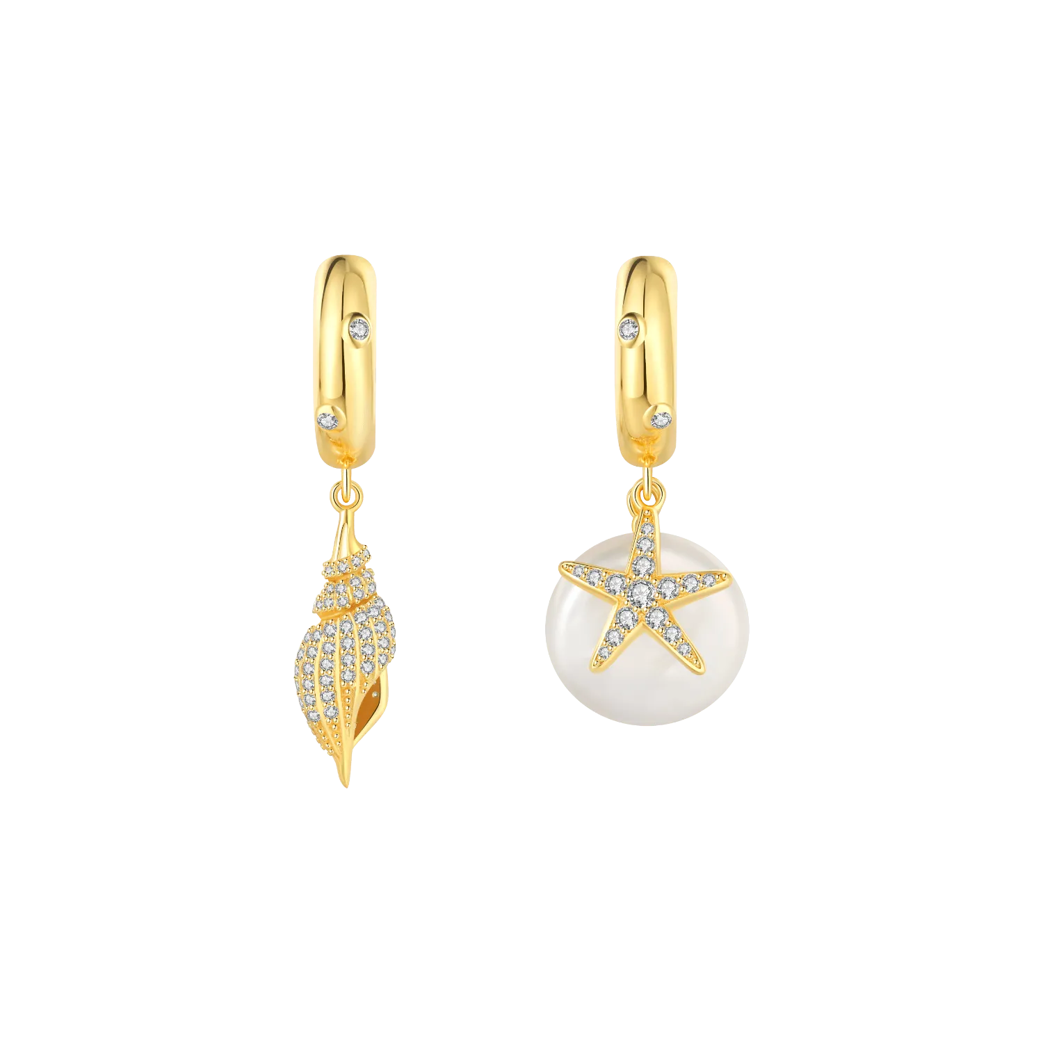 Conch Asymmetric Earrings