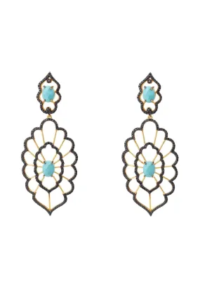 Countessa Earrings Black Turquoise Gold