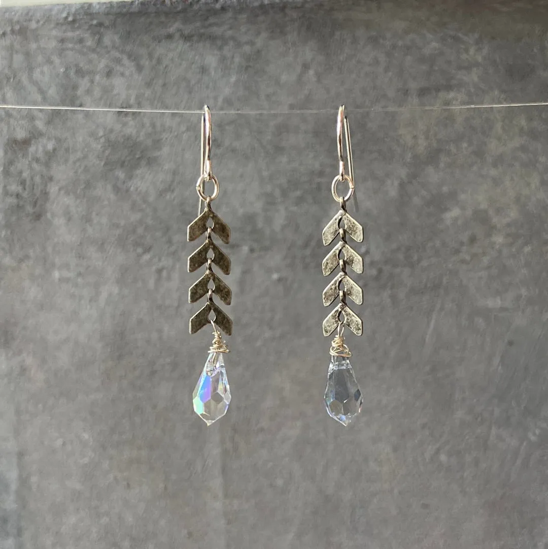 Crystal Chevron Earrings, Chevron Earrings