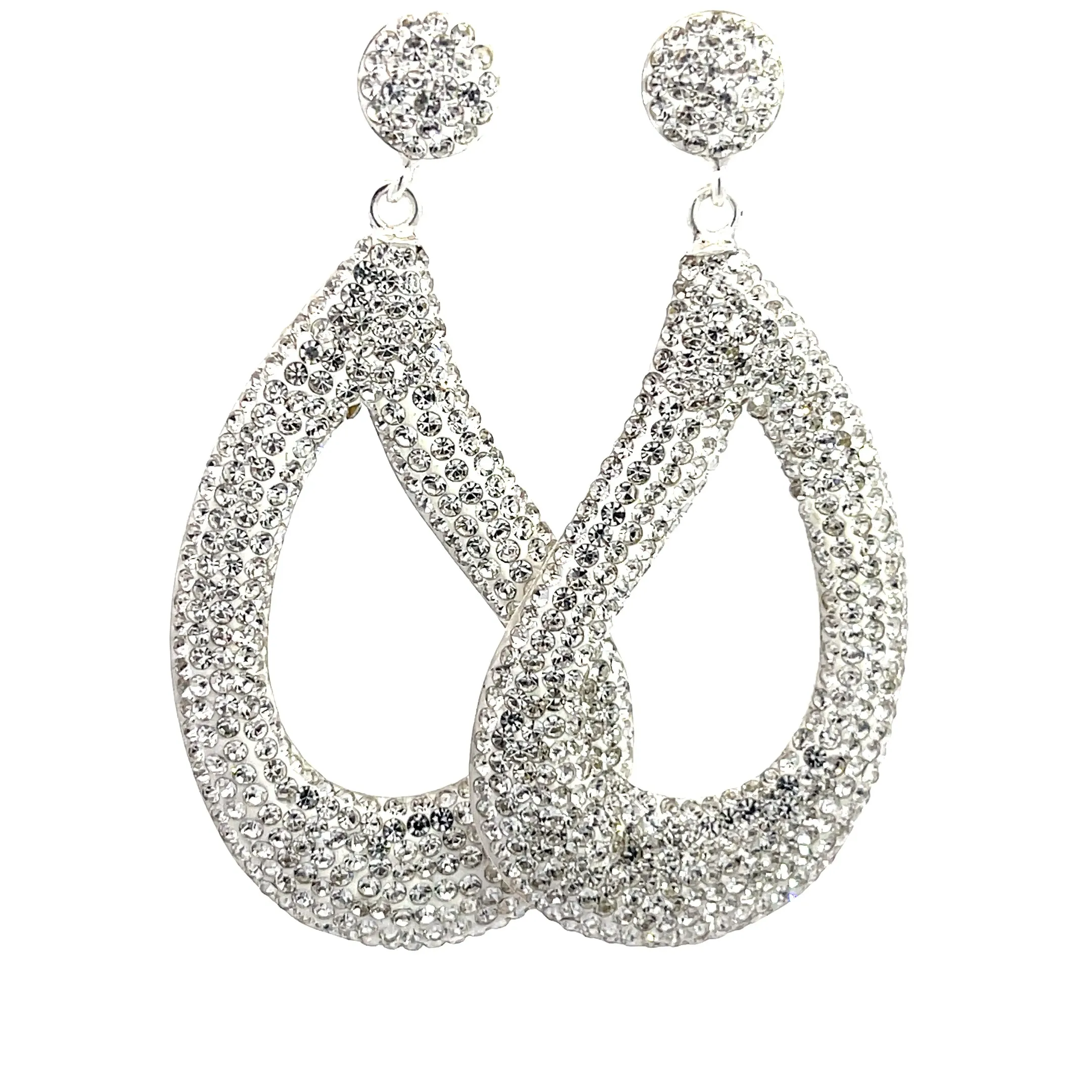 Curved Open Teardrop 925 Sterling Silver Statement Earring