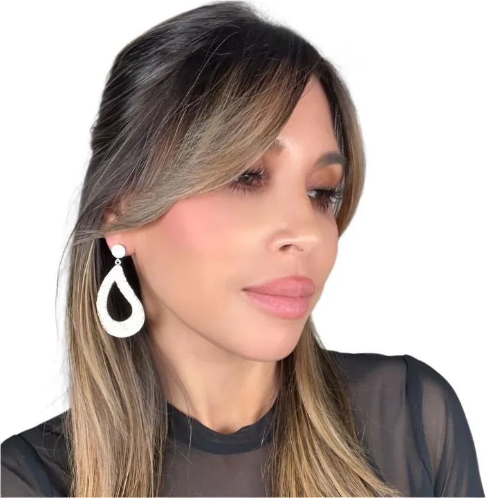 Curved Open Teardrop 925 Sterling Silver Statement Earring