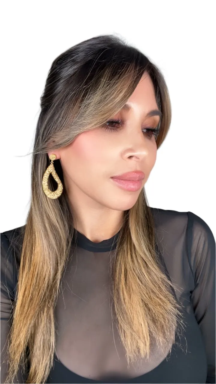 Curved Open Teardrop 925 Sterling Silver Statement Earring
