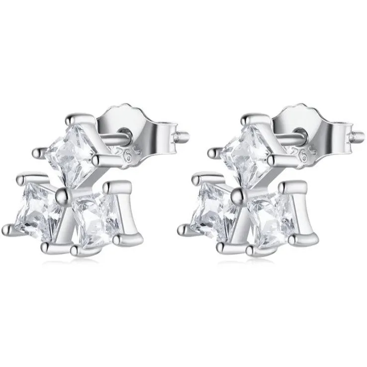 CZ Multiple Square Stud Earrings