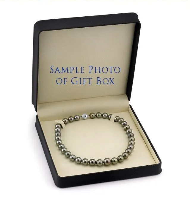 Dark Tahitian True Round Pearl Necklace, 13.0-15.0mm - AAA Quality