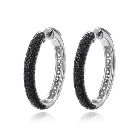 Delicate Natural Black Spinel Hoop Earrings