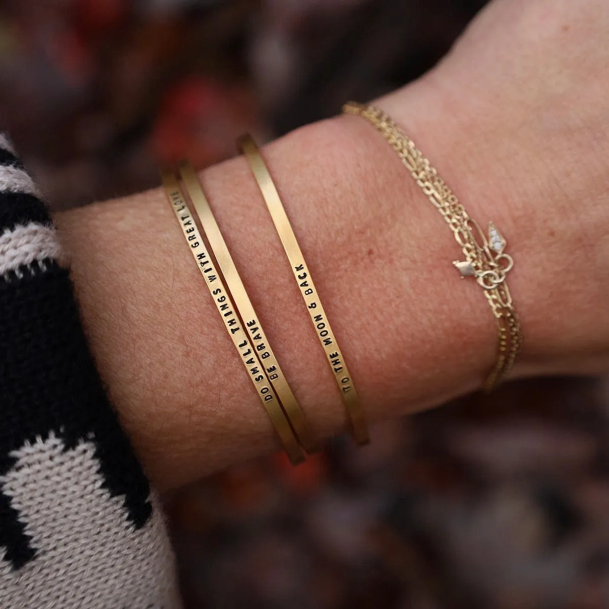 Do Small Things with Great Love Stamped Gold Plated Cuff Bracelet
