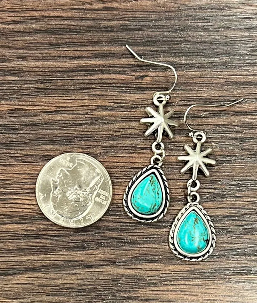 Drop Turquoise Spur Earrings