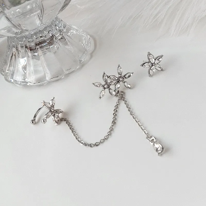 Earings  Asymmetric Flower Ear Clip Oorbellen Earrings