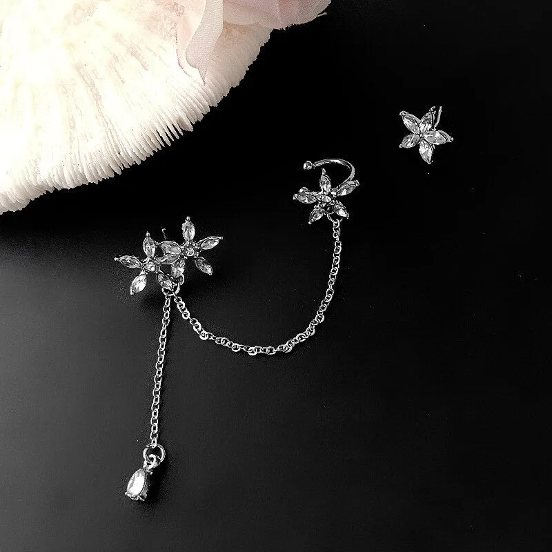 Earings  Asymmetric Flower Ear Clip Oorbellen Earrings