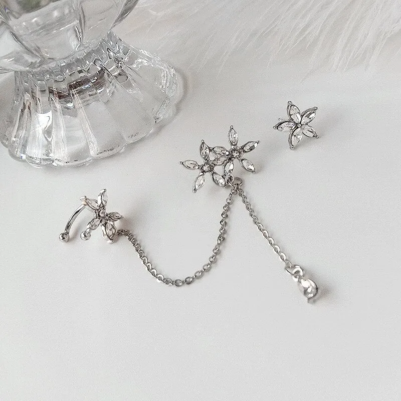 Earings  Asymmetric Flower Ear Clip Oorbellen Earrings