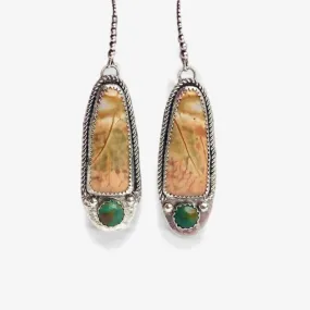 Earthbound Elegance: Handcrafted Turquoise & Jasper Drop Earrings
