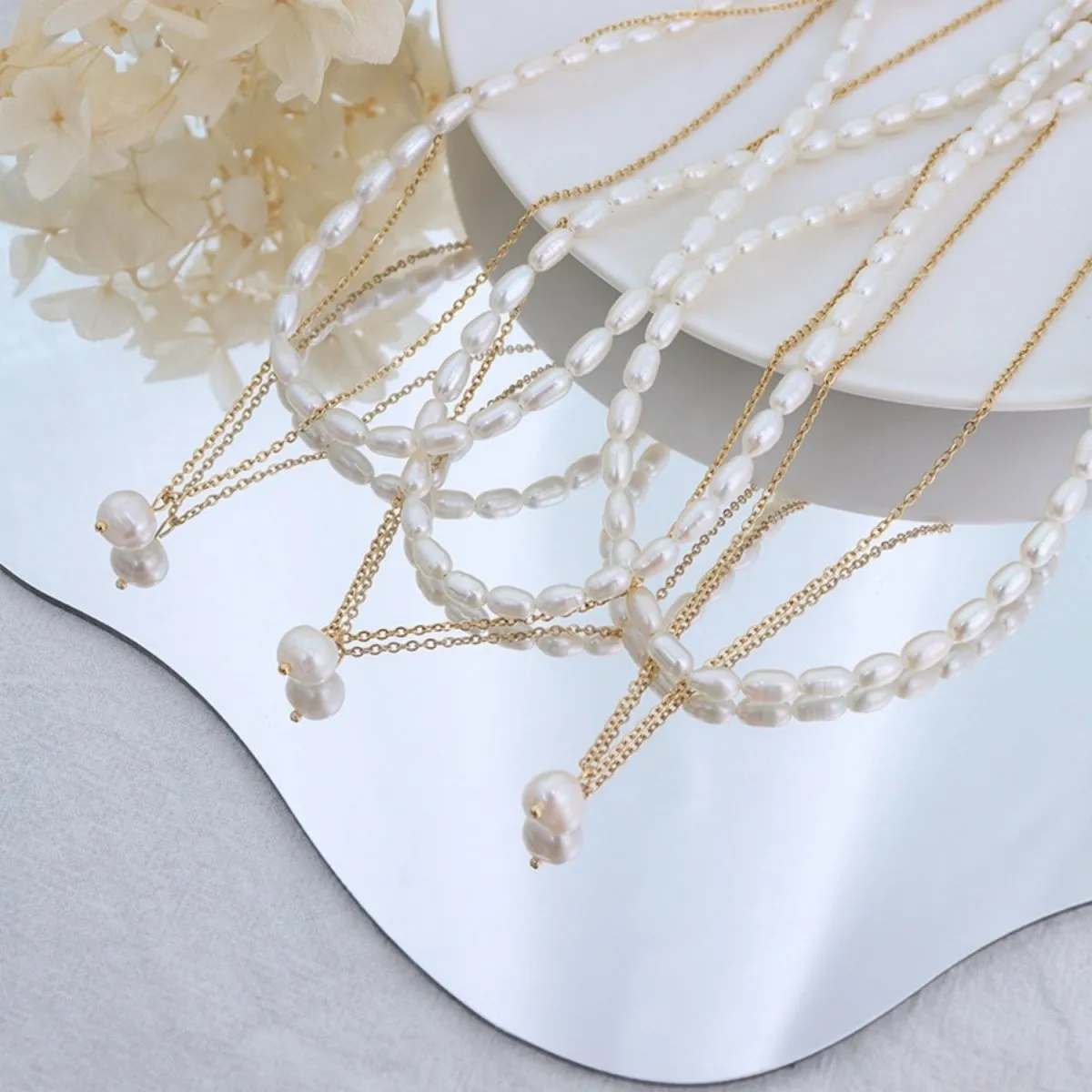 Eternal Beauty Layered Gold Pearl Necklace