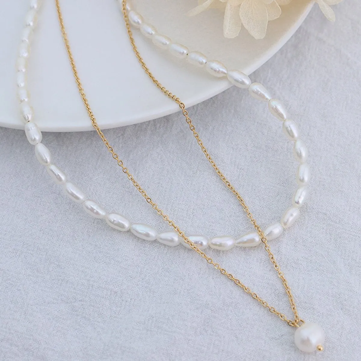Eternal Beauty Layered Gold Pearl Necklace