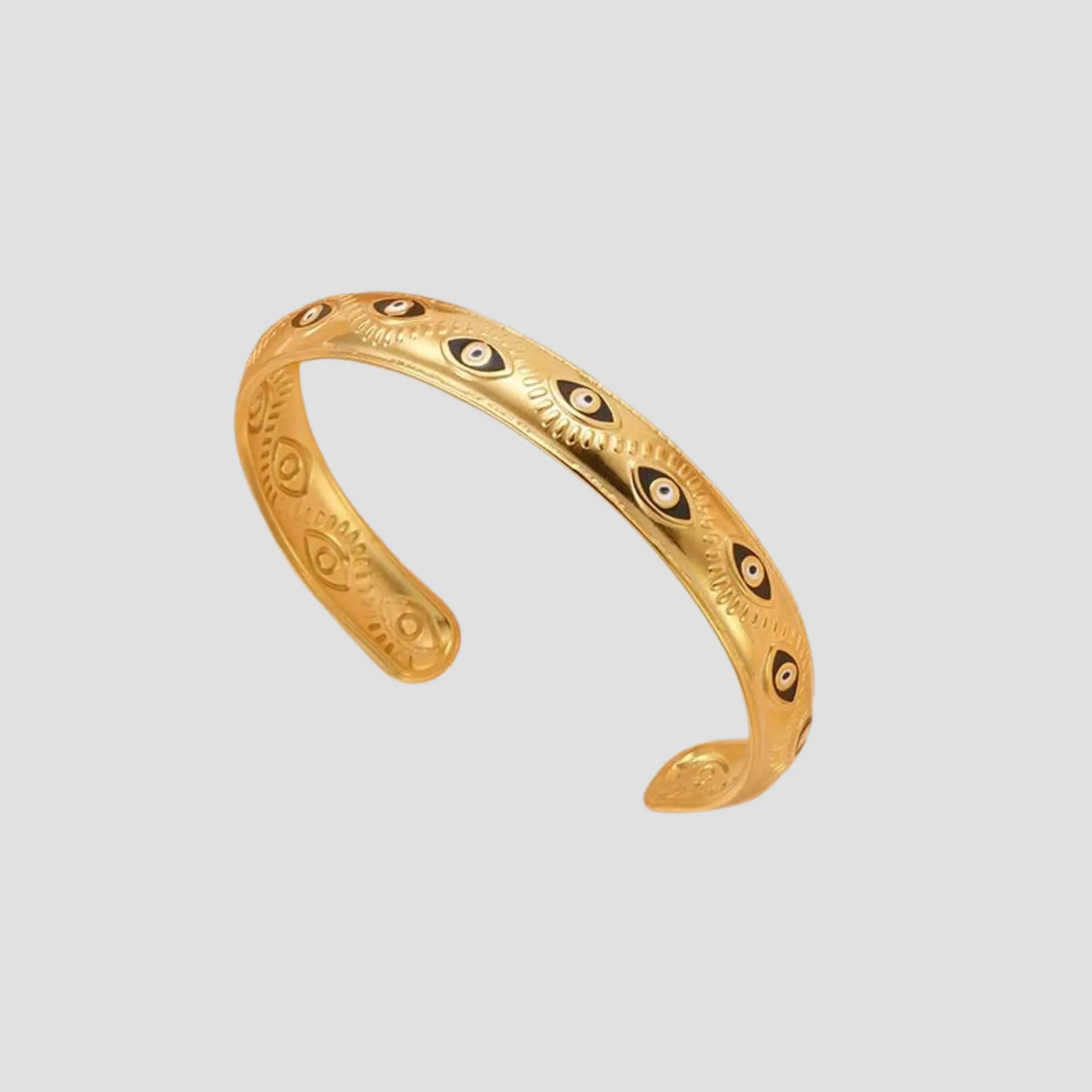 Evil Eye Enamel 18k Gold Cuff Bracelet