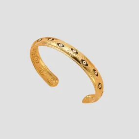 Evil Eye Enamel 18k Gold Cuff Bracelet