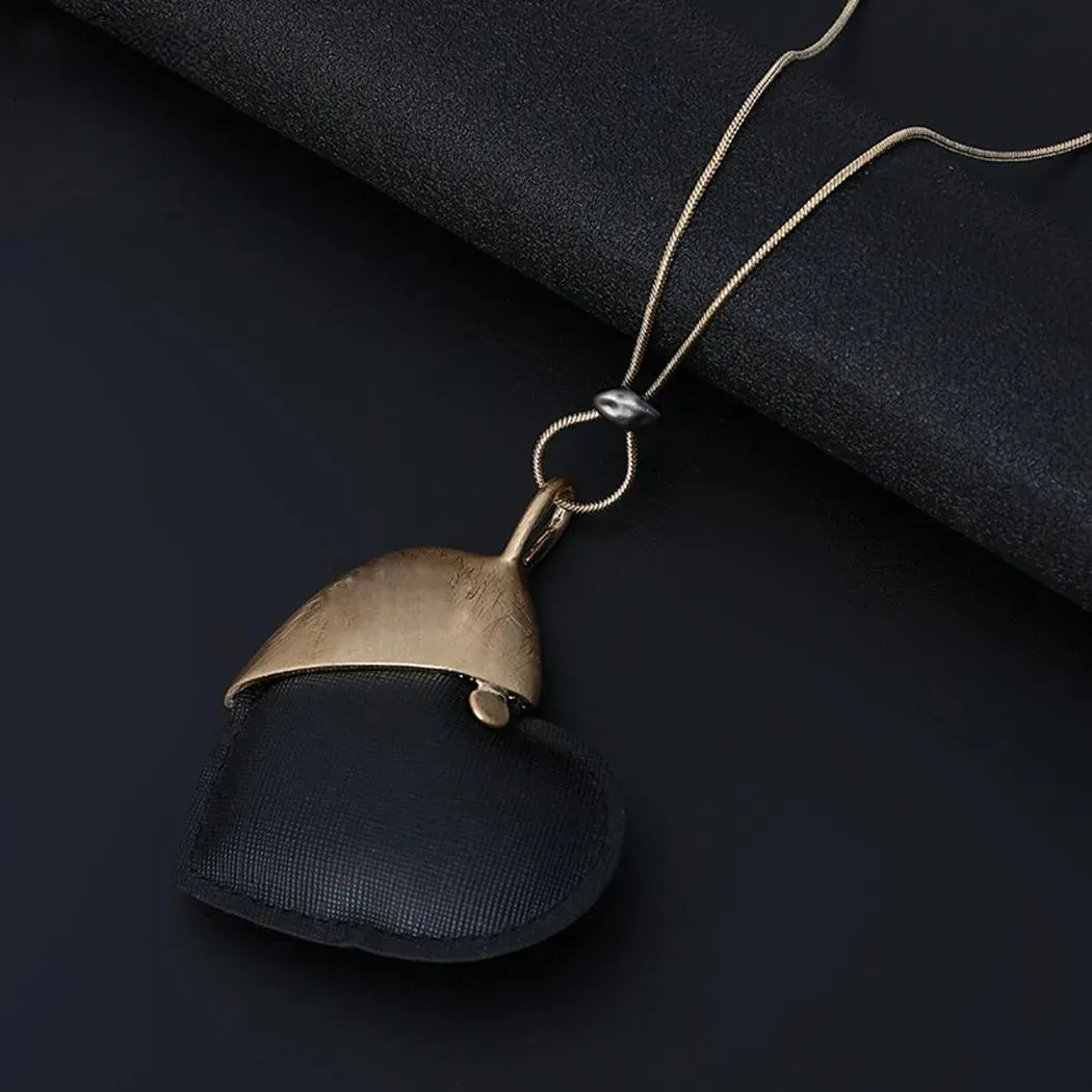 Fashion Heart Pendant Long Chains Colar Necklace Vintage Jewelry for Women