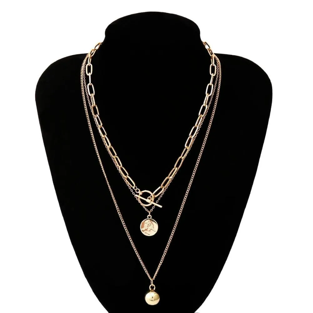Fashion Punk Multilayer Link Chain Pendant Long Necklace