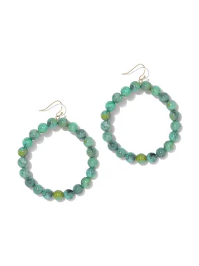 Faux-Turquoise Beaded Hoop Drop Earring
